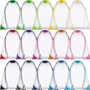15 Pcs Clear Drawstring Bags Stadium Approved Backpack 17 x 13 Inch PVC Bags for